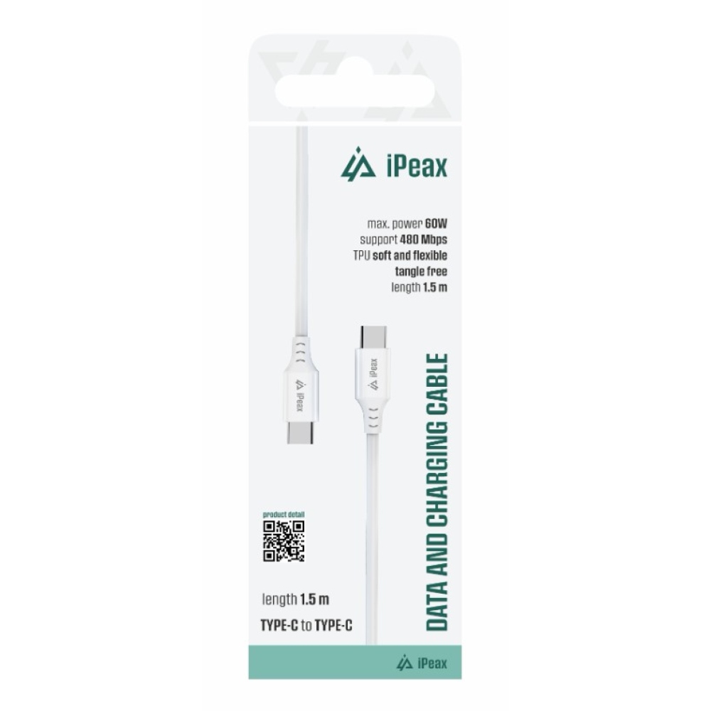 iPEAX TPU kabel USB-C / USB-C 1,5 m, USB 2.0 - bílý