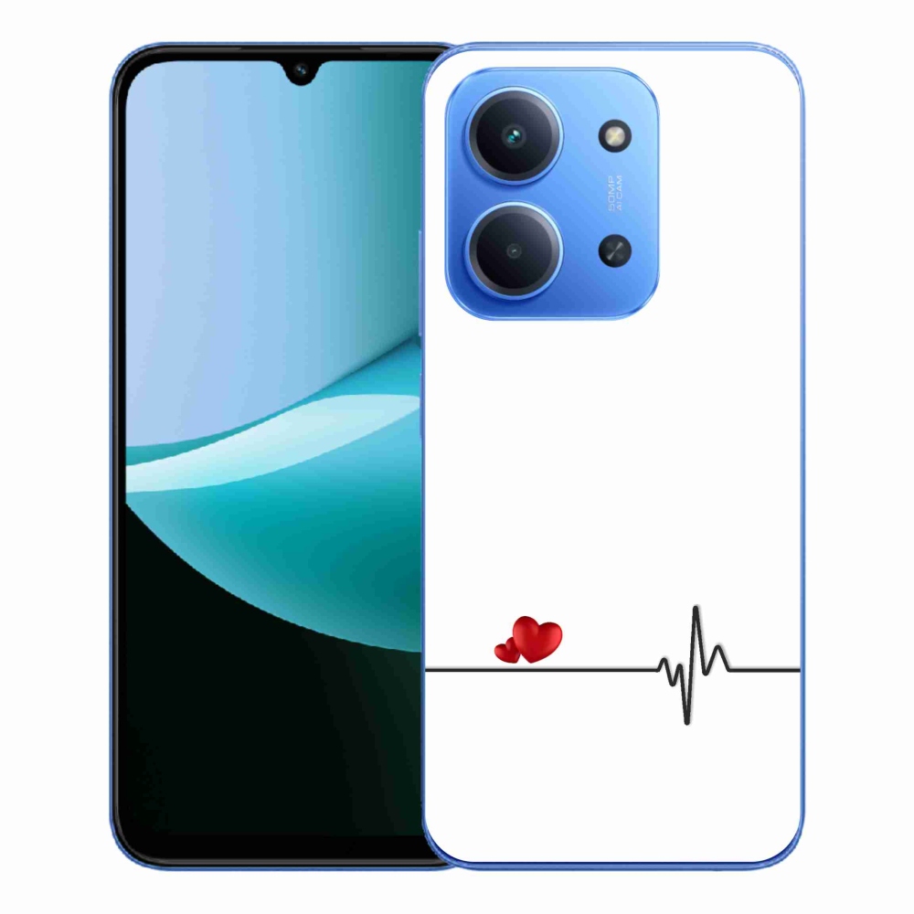 Gelový kryt mmCase na Xiaomi Redmi 15C 4G/5G (173mm) - srdce a tep bílé pozadí