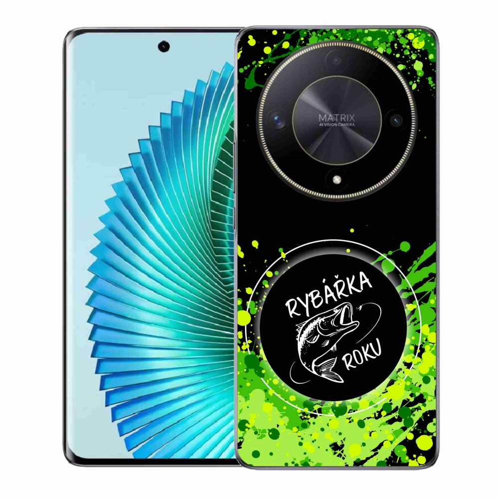 Gelový kryt mmCase na Honor Magic 6 Lite 5G - rybářka roku černé pozadí