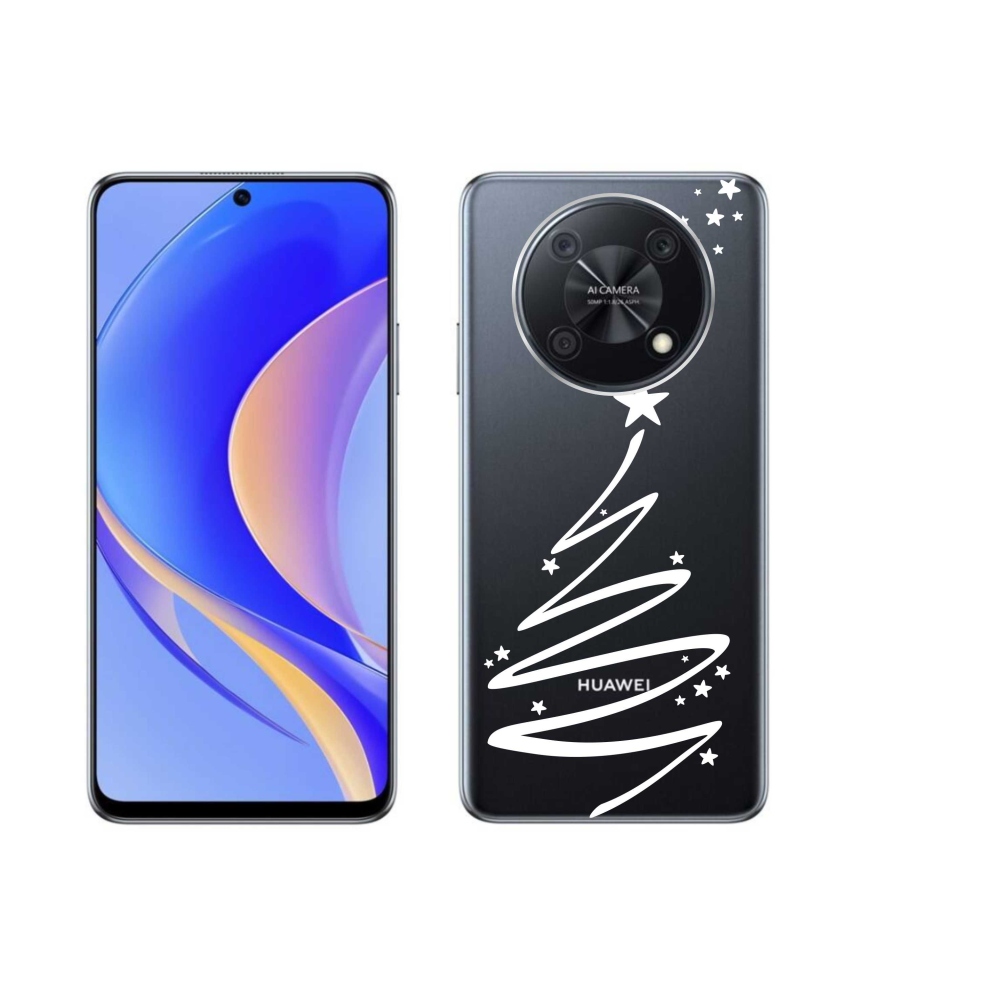 Gelový kryt mmCase na Huawei Nova Y90 - bílý stromeček na průhledném pozadí
