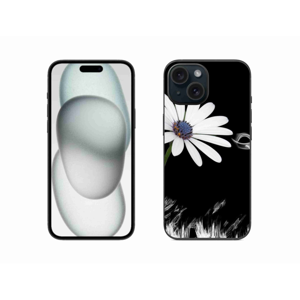 Gelový kryt mmCase na iPhone 15 - bílá květina