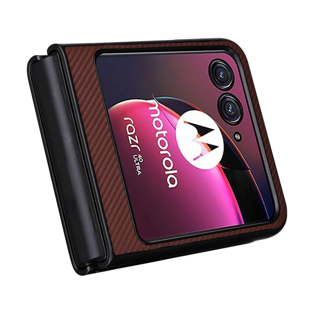 Textury plastový kryt s umělou kůží na Motorola Razr 40 Ultra 5G - hnědý