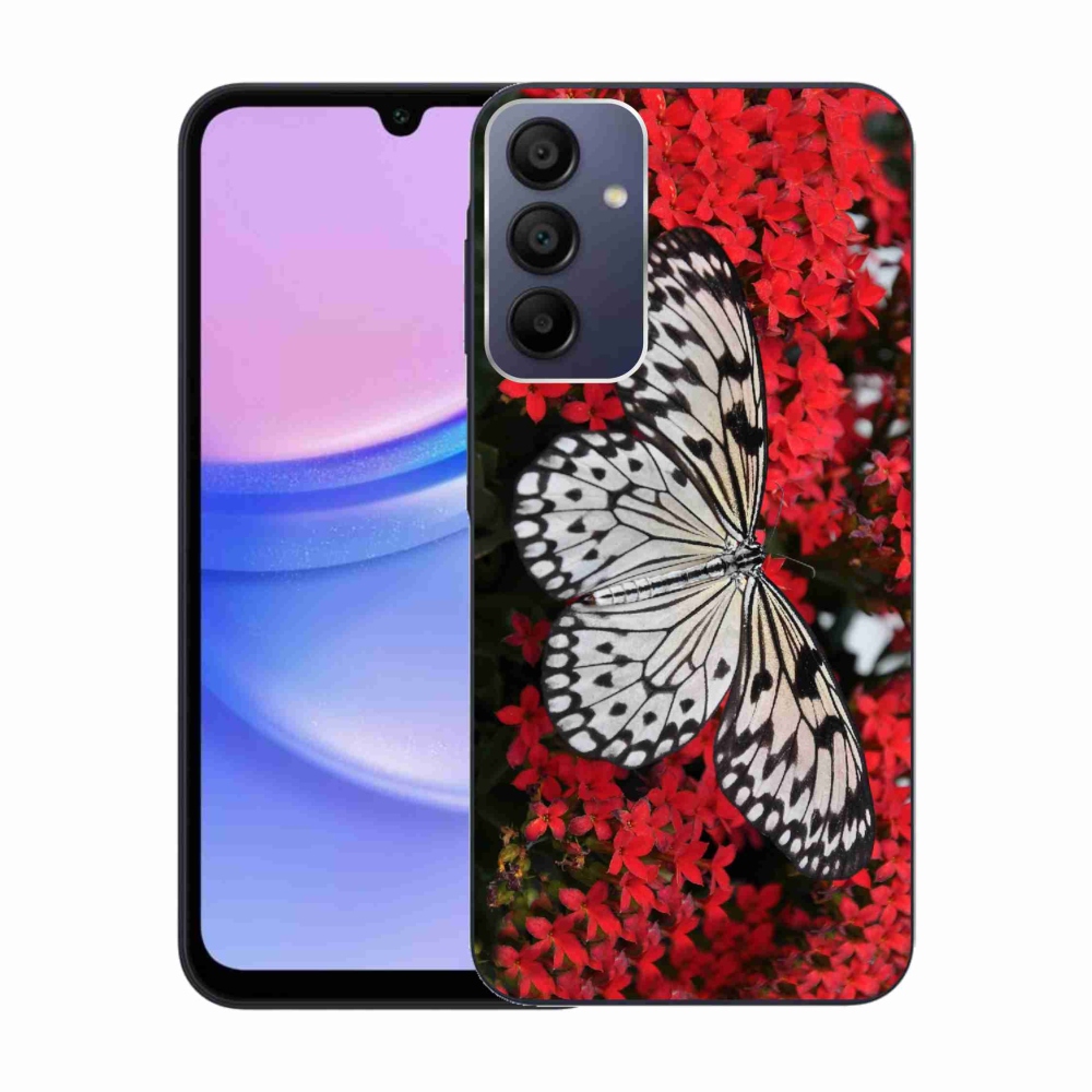 Gelový kryt mmCase na Samsung Galaxy A15 4G/5G - černobílý motýl 1