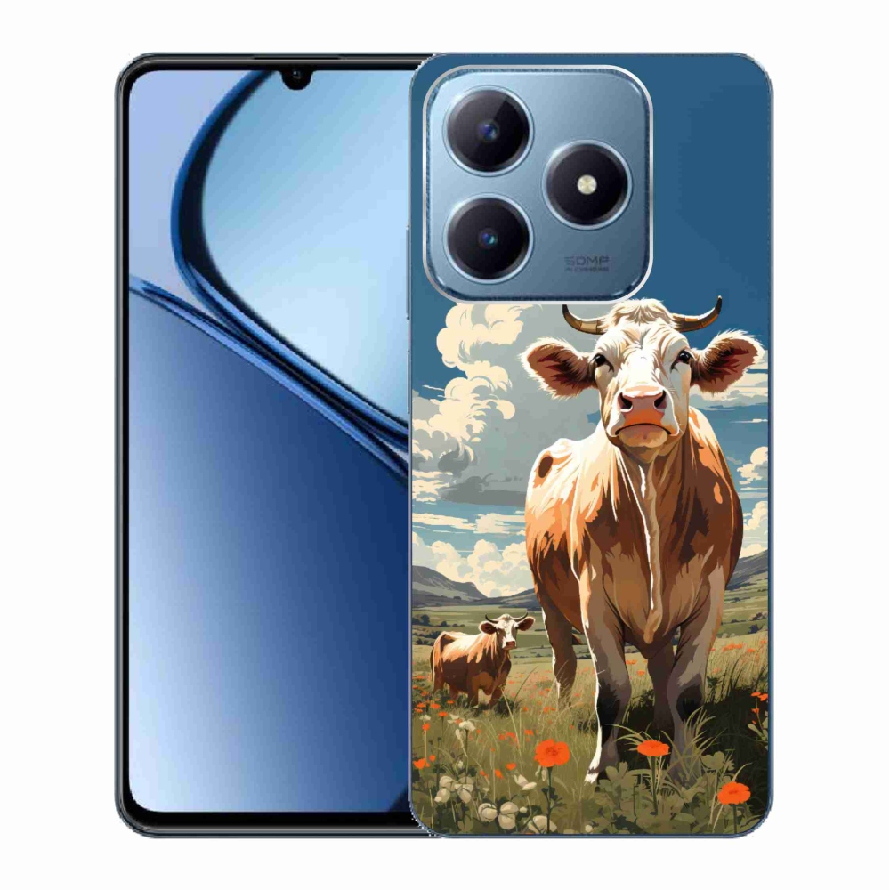 Gelový kryt mmCase na Realme C63 - krávy na louce