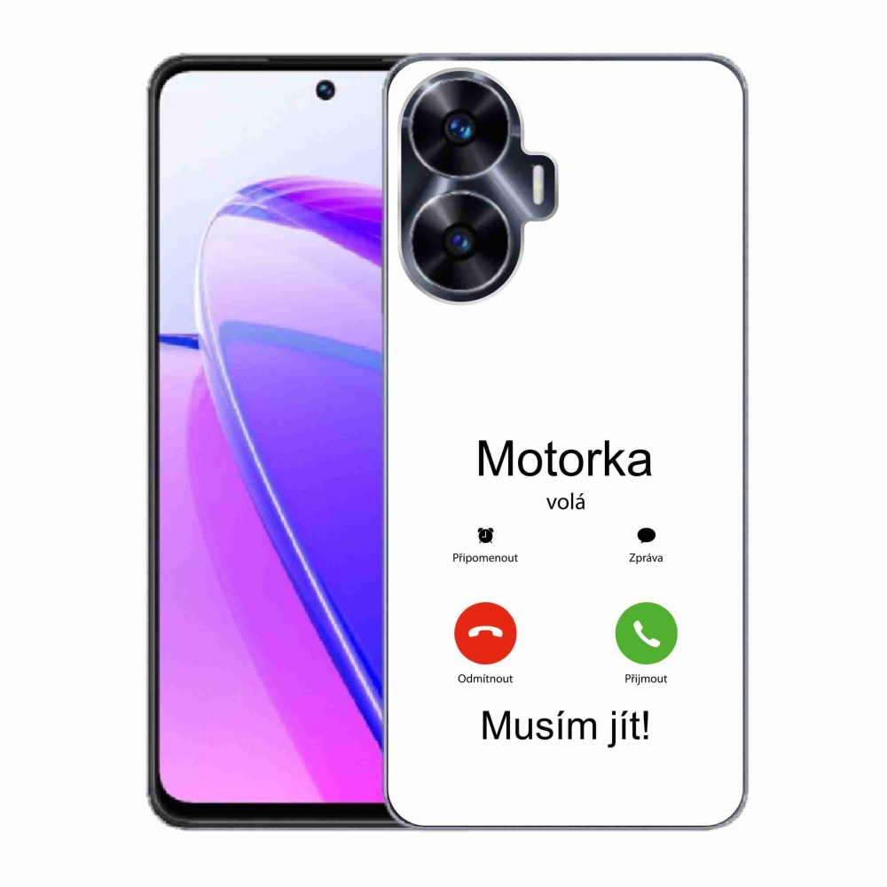 Gelový kryt mmCase na Realme C55 - motorka volá bílé pozadí