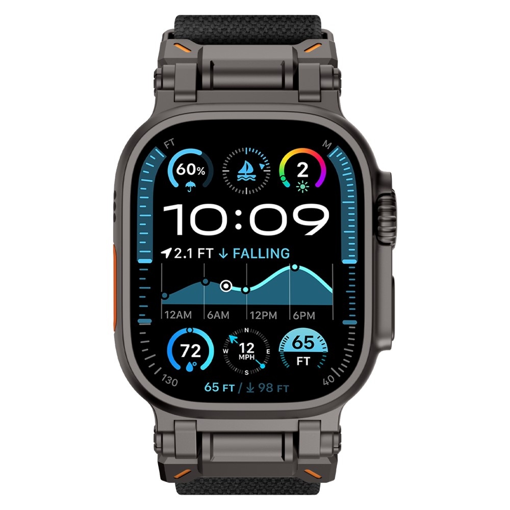 Metal nylonový řemínek na Apple Watch Ultra/Ultra 2 49mm/SE/SE 2022/2023 44mm/10 46mm/9/8/7 45mm/6/5/4 44mm/3/2/1 42 mm - černý