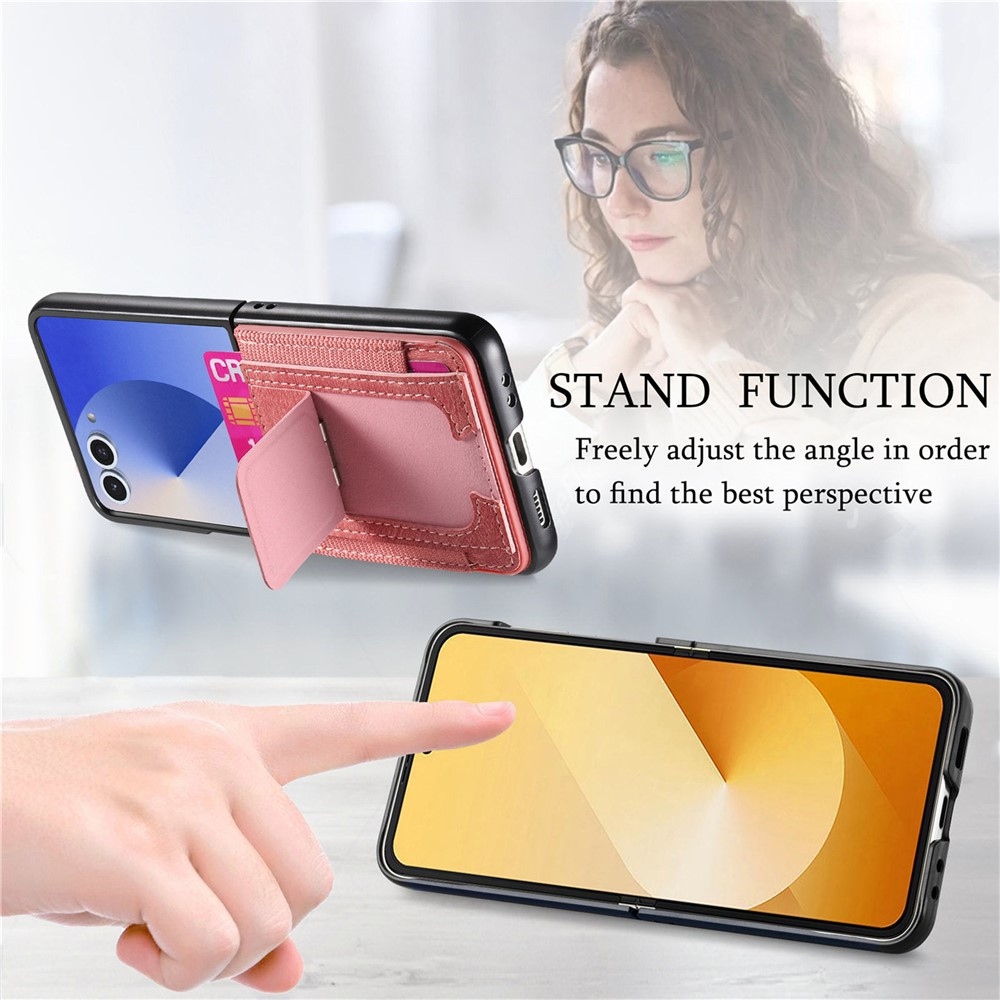Luxurious plastový kryt s umělou kůží na Samsung Galaxy Z Flip7 5G - růžový