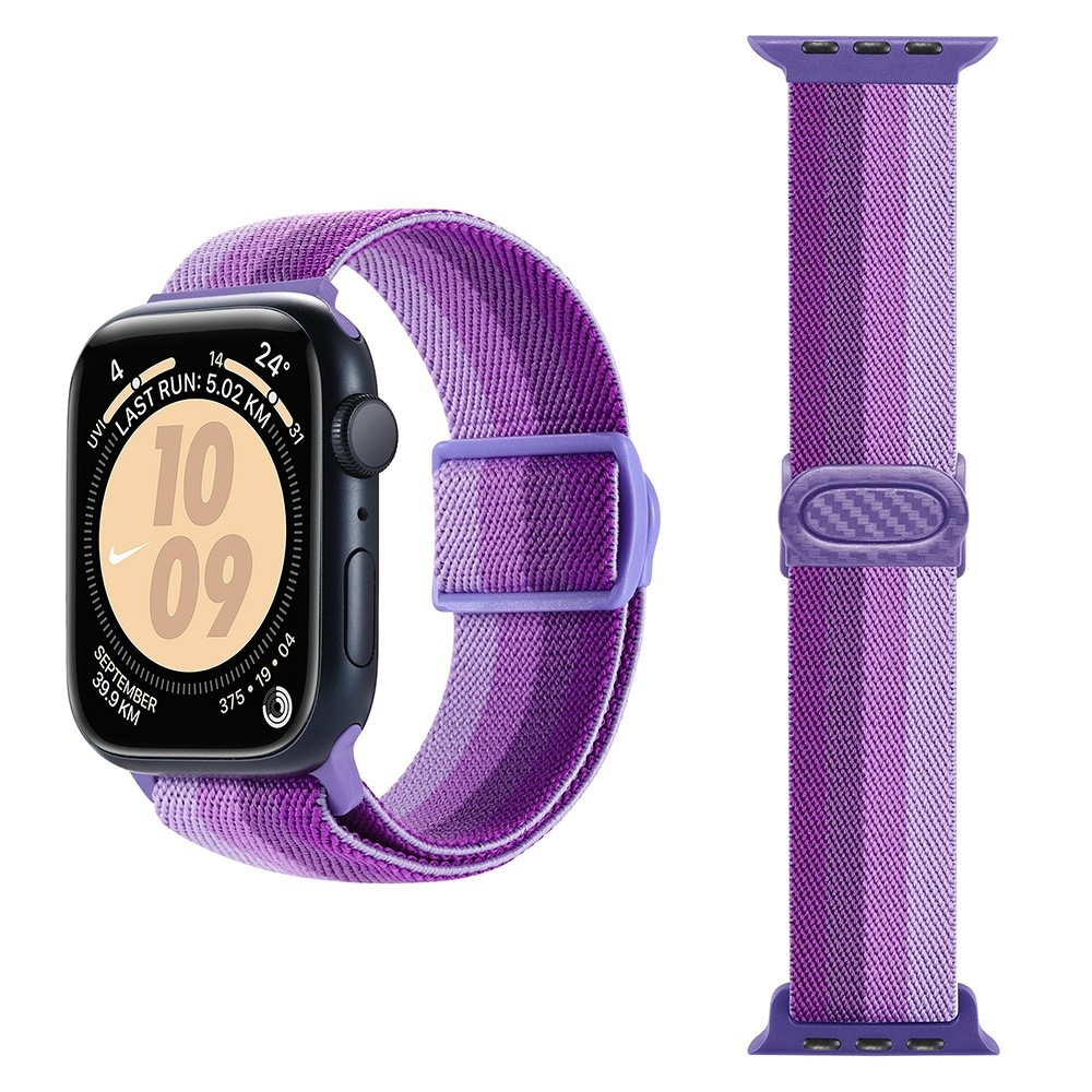 Gradient nylonový řemínek na Apple Watch Ultra/Ultra 2 49mm/SE/SE 2022/2023 44mm/9/8/7 45mm/6/5/4 44mm/3/2/1 42 mm - fialové pruhy