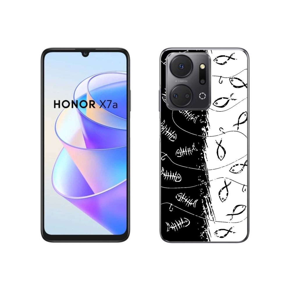Gelový kryt mmCase na Honor X7a - kostry a rybky