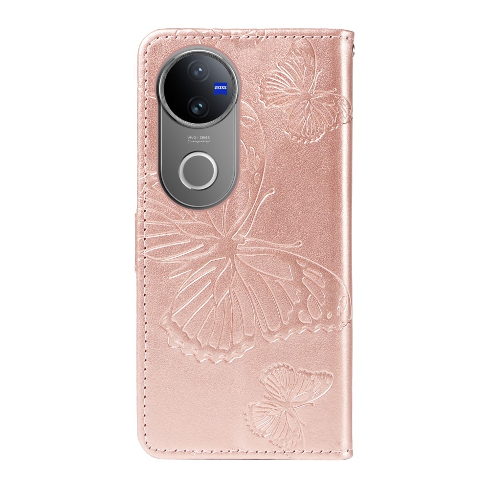 Big Butterfly knížkové pouzdro na Vivo V50 5G - růžovozlaté