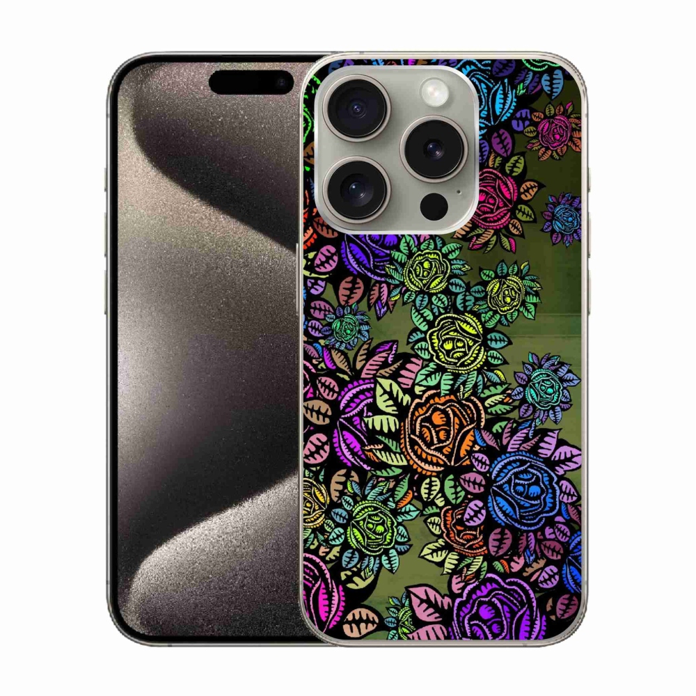 Gelový kryt mmCase na iPhone 15 Pro - květiny 6