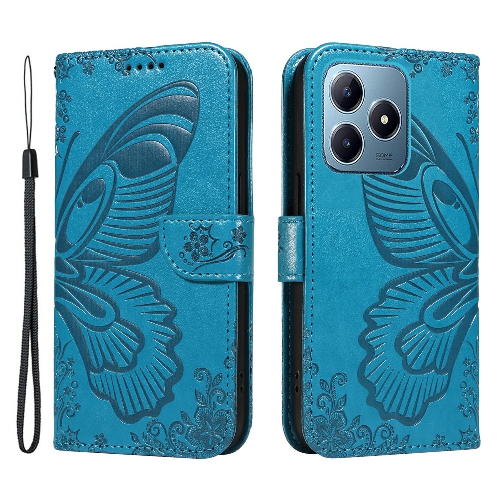 Floral Butterfly knížkové pouzdro na Realme C61/C63 - modré
