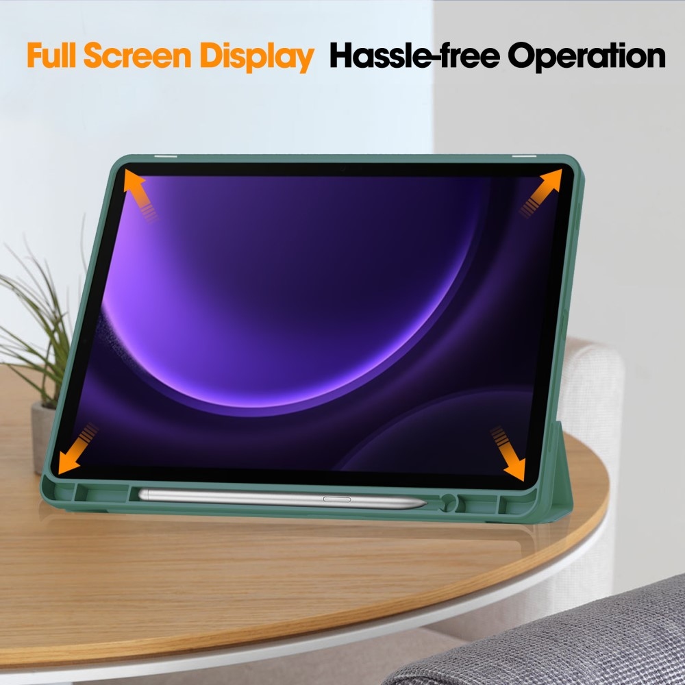Case chytré zavírací pouzdro na Samsung Galaxy Tab S9 FE/Tab S10 FE - tmavězelené