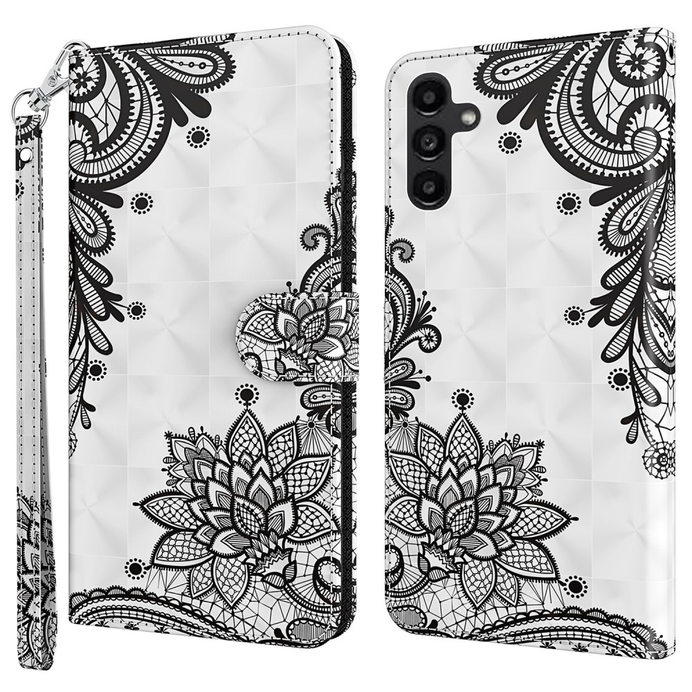 Print knížkové pouzdro na Samsung Galaxy A55 5G - krajkový květ