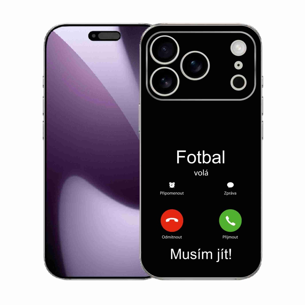 Gelový kryt mmCase na iPhone 17 Pro - fotbal volá černé pozadí