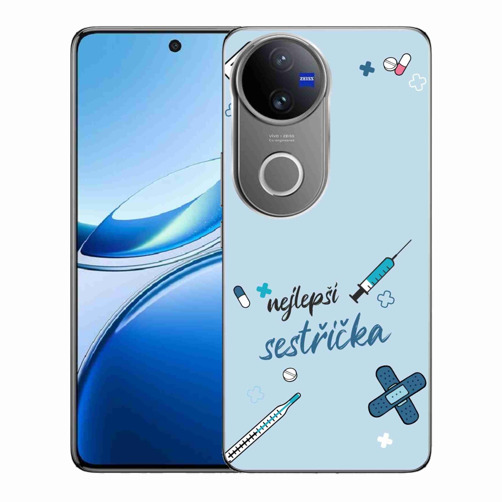 Gelový kryt mmCase na Vivo V50 5G - nejlepší sestřička modré pozadí