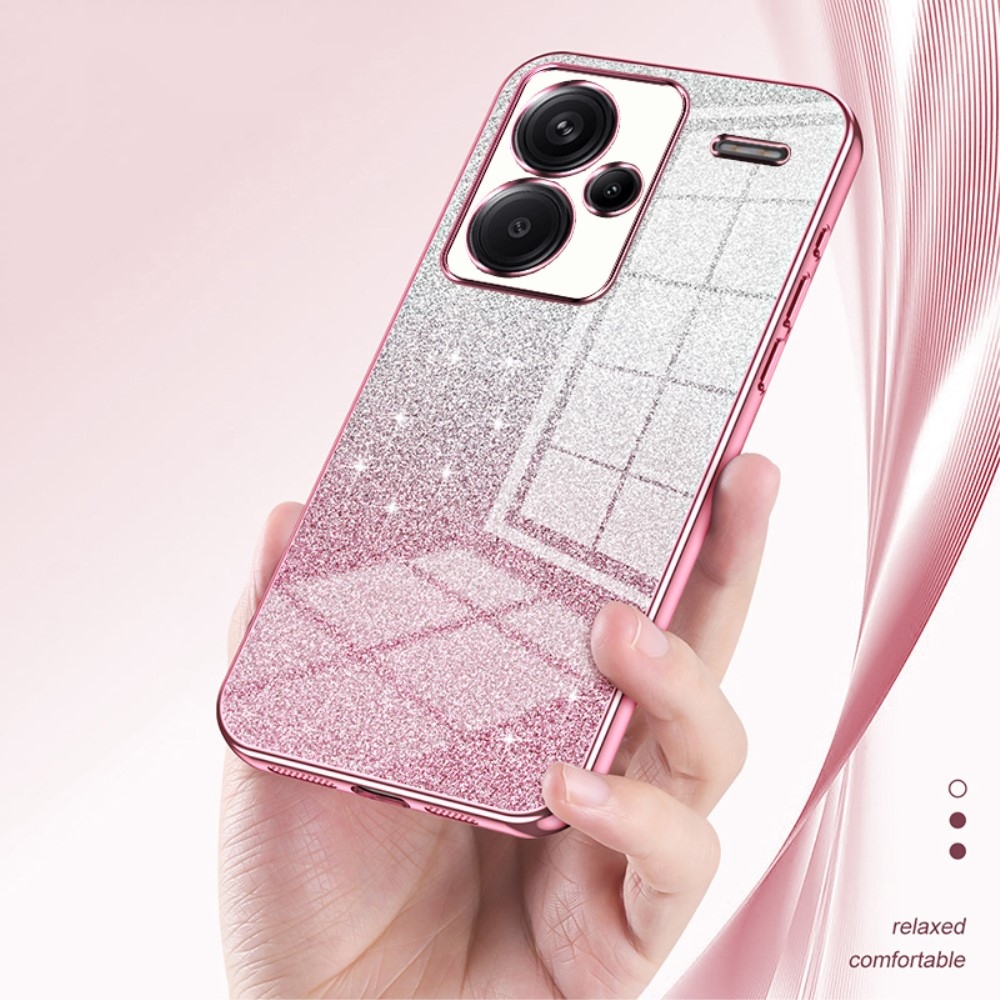 Cut gelový třpytivý obal na Xiaomi Redmi Note 13 Pro+ 5G - růžový