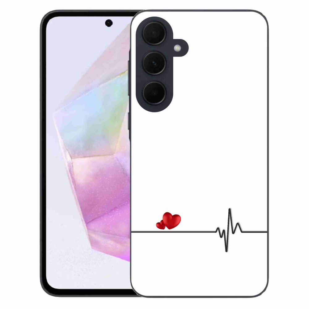 Gelový kryt mmCase na Samsung Galaxy A35 5G - srdce a tep bílé pozadí