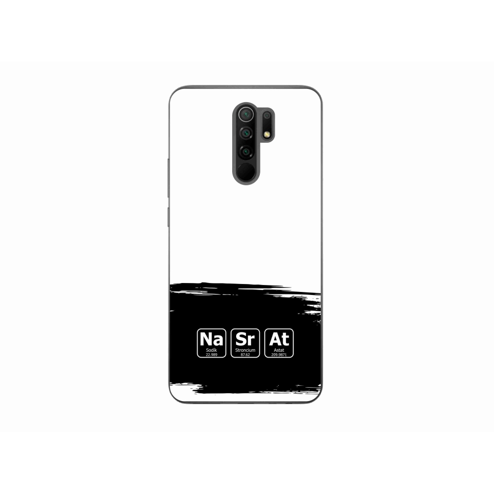 Gelový kryt mmCase na Xiaomi Redmi 9 - chemické prvky černobílé pozadí
