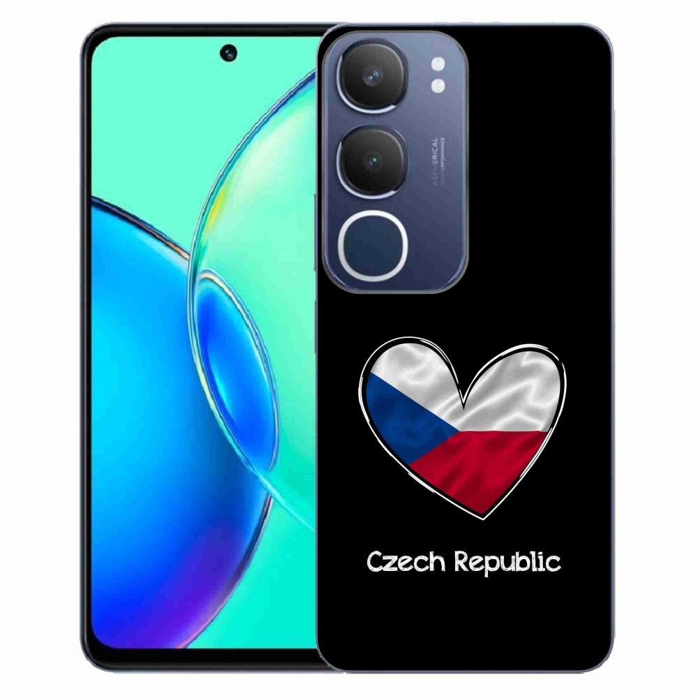 Gelový kryt mmCase na Vivo Y19s - vlajka srdce černé pozadí