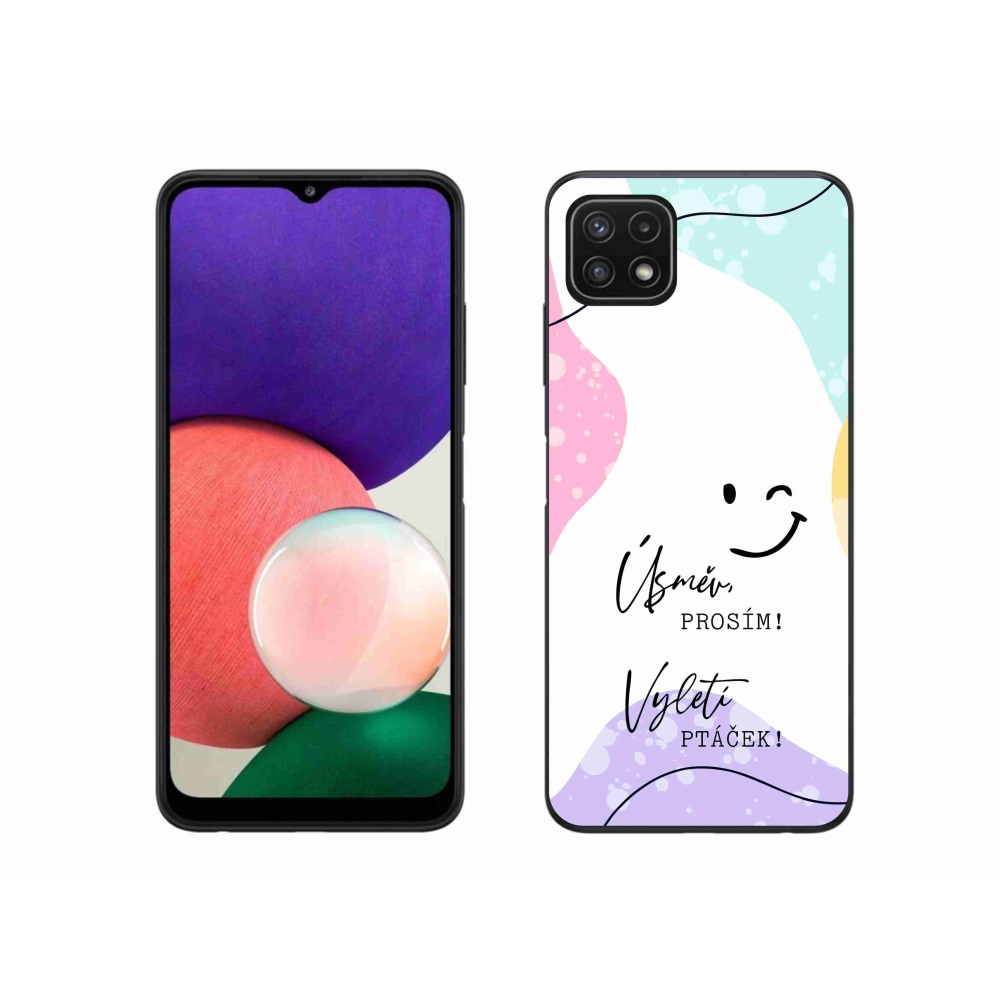 Gelový kryt mmCase na Samsung Galaxy A22 5G - vtipný text 4 bílé pozadí