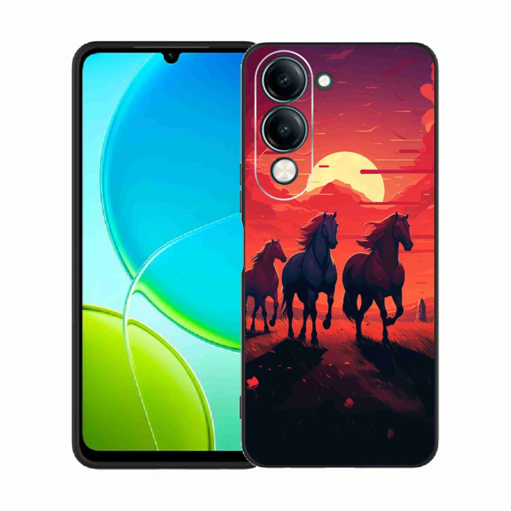 Gelový kryt mmCase na Vivo Y29s 5G - koně a západ slunce
