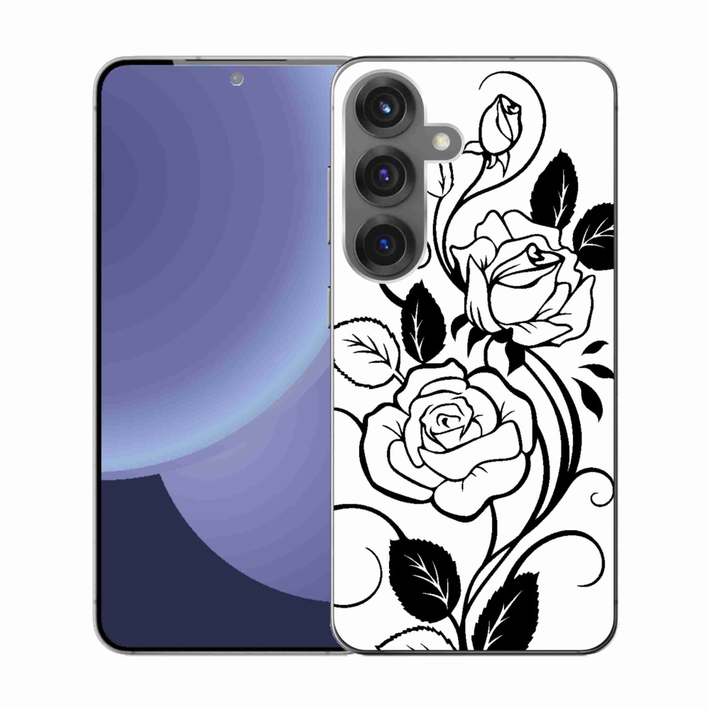 Gelový kryt mmCase na Samsung Galaxy S25 - černobílá růže