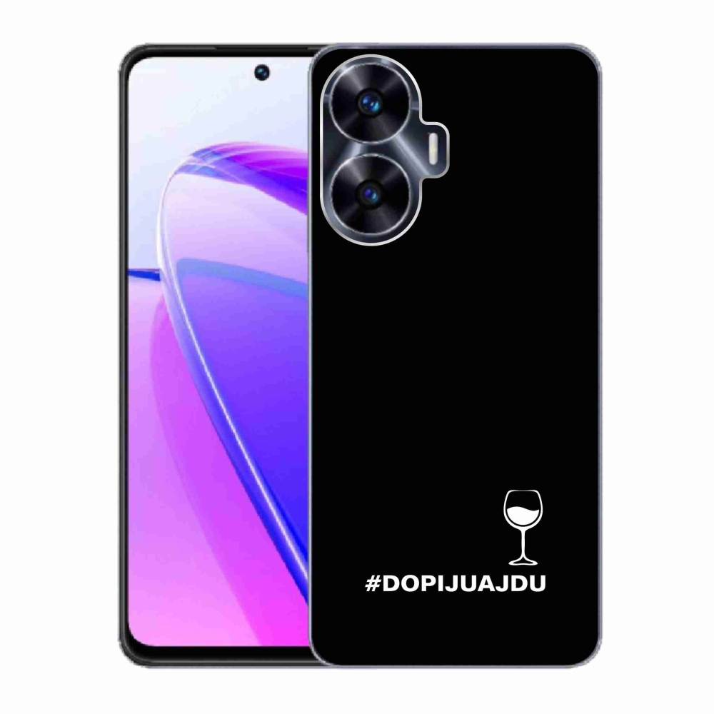 Gelový kryt mmCase na Realme C55 - vinný motiv černé pozadí