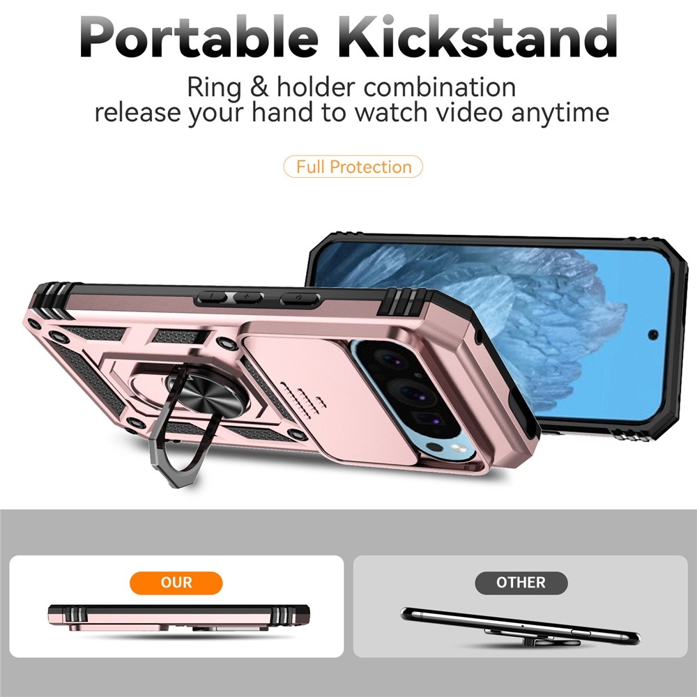 Slide odolný kryt na Google Pixel 10 Pro/Pixel 10/9 Pro/9 - růžovozlatý