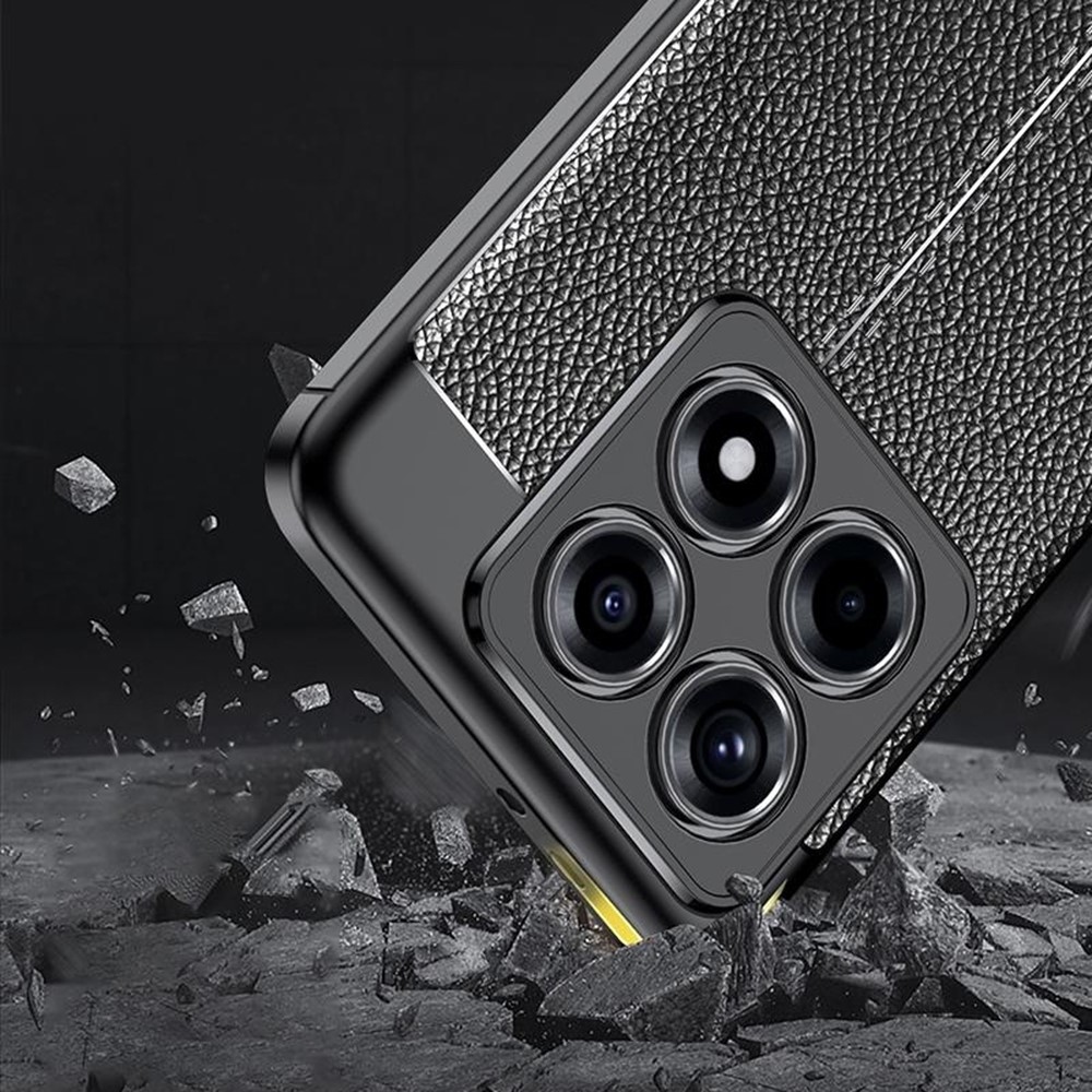 Litchi odolný gelový obal na Xiaomi 14T Pro - černý