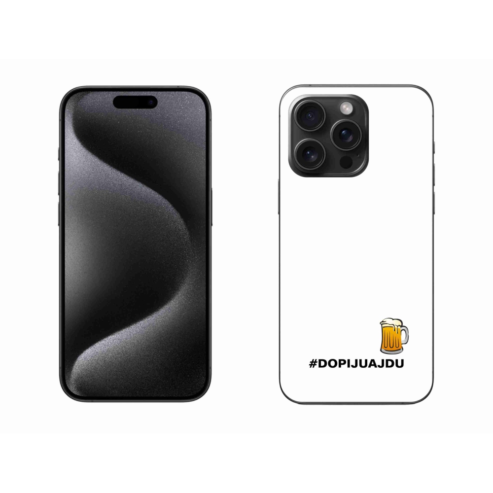 Gelový kryt mmCase na iPhone 15 Pro Max - pivní motiv 1 bílé pozadí