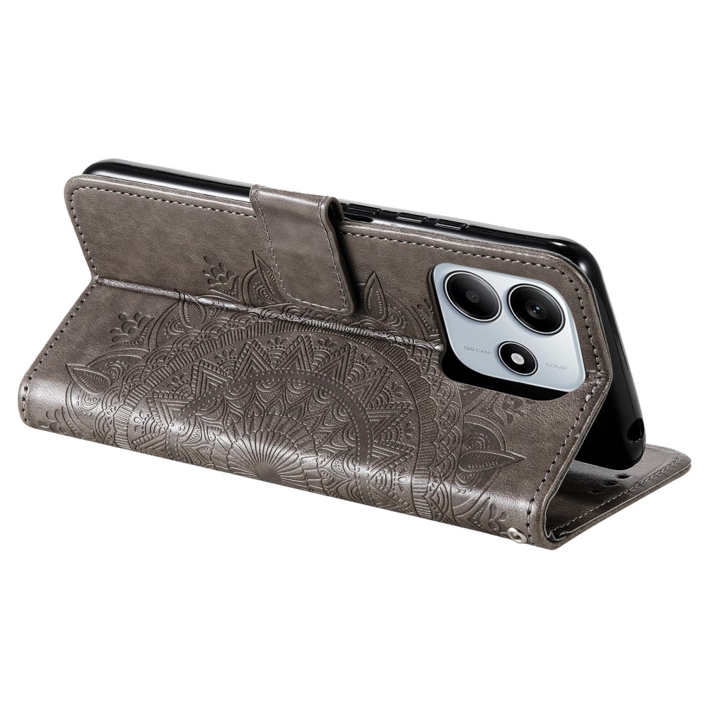 Mandala knížkové pouzdro na Xiaomi Redmi Note 14 - šedé