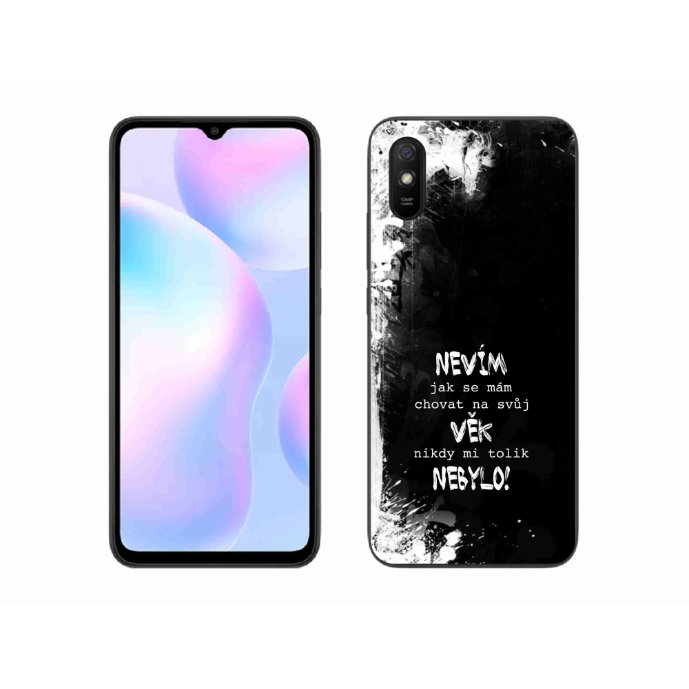 Gelový kryt mmCase na Xiaomi Redmi 9A - vtipný text 14 černé pozadí