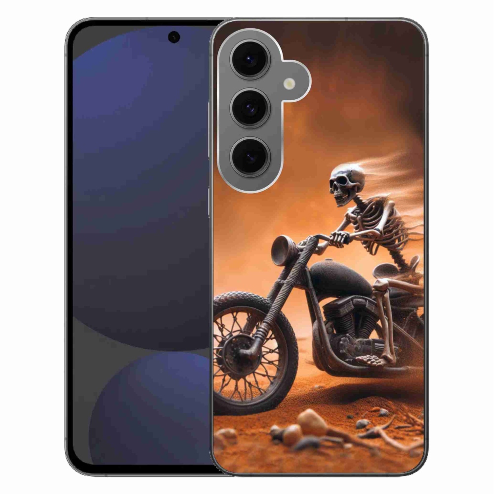 Gelový kryt mmCase na Samsung Galaxy S24 FE - kostra na motorce