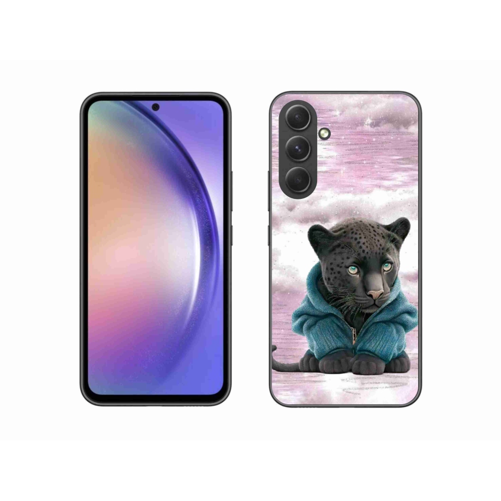 Gelový kryt mmCase na Samsung Galaxy A54 5G - černý panter ve svetru
