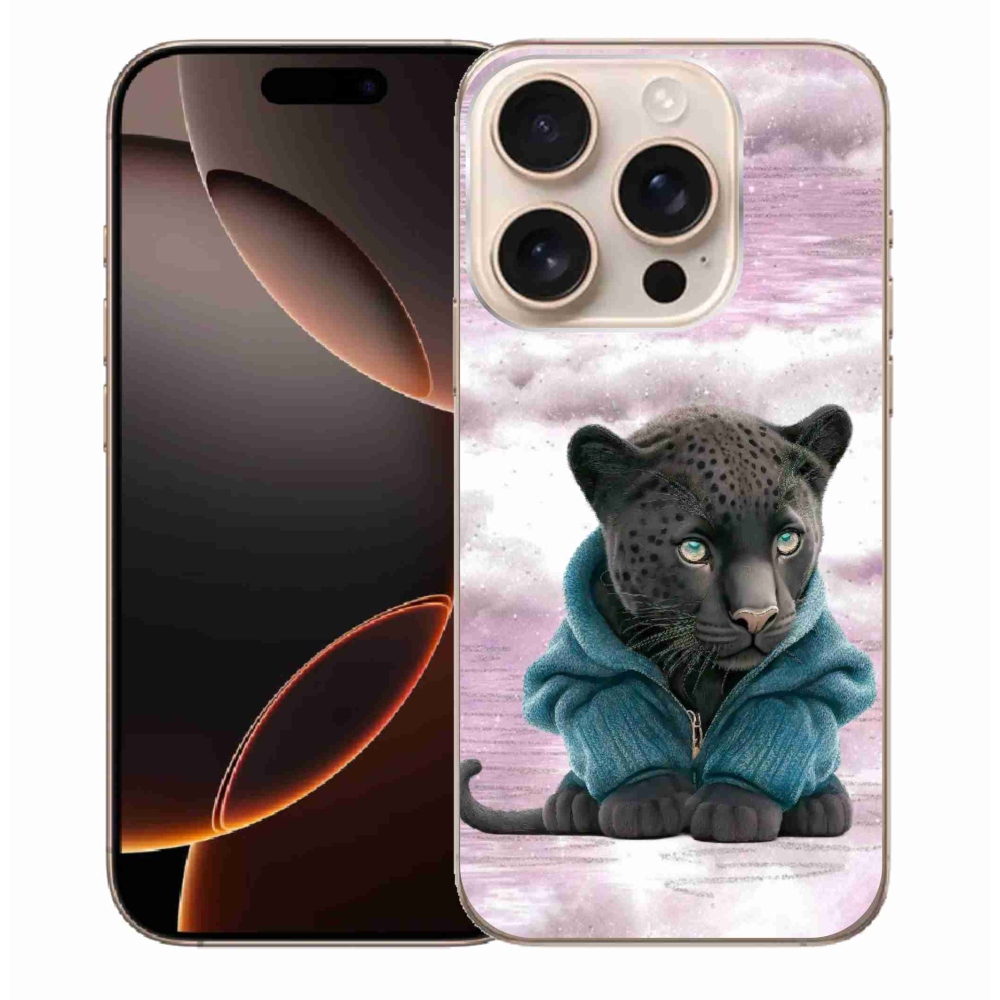 Gelový kryt mmCase na iPhone 16 Pro Max - černý panter ve svetru