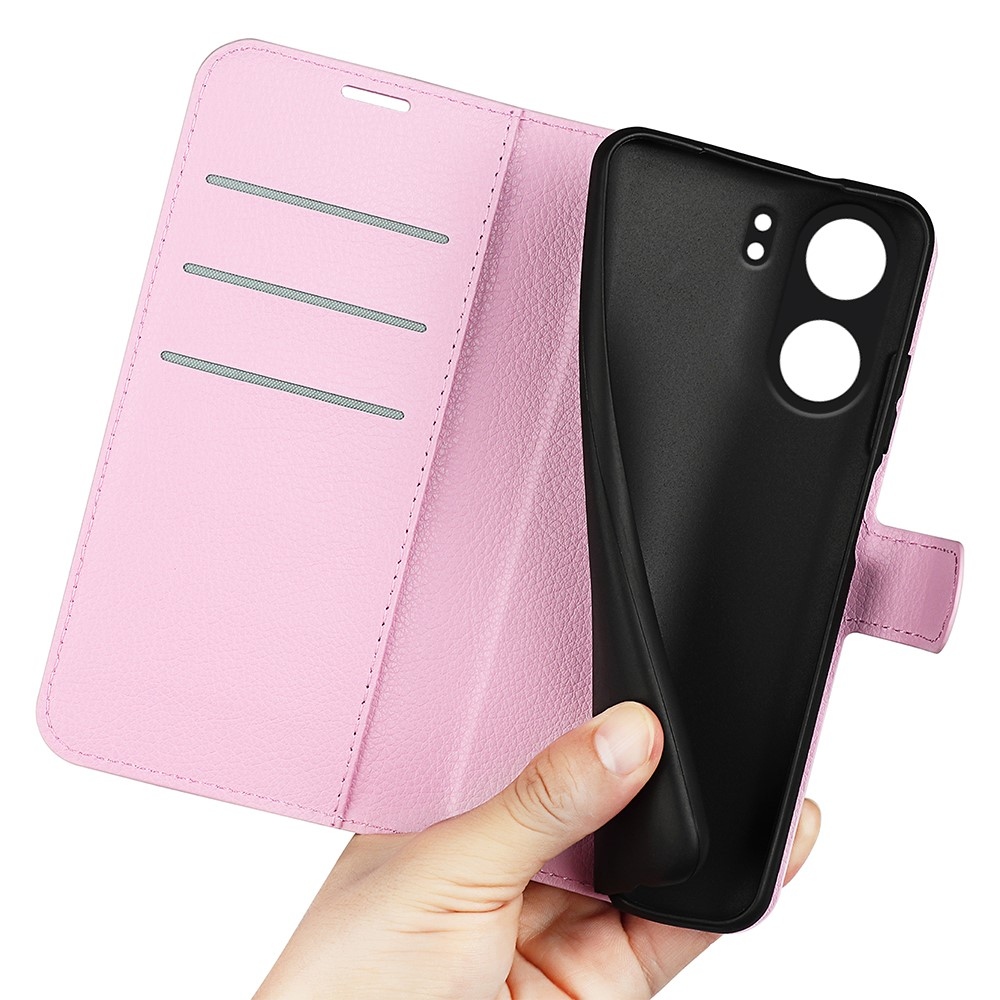 Litchi knížkové pouzdro na Xiaomi Poco C65/Redmi 13C - růžové