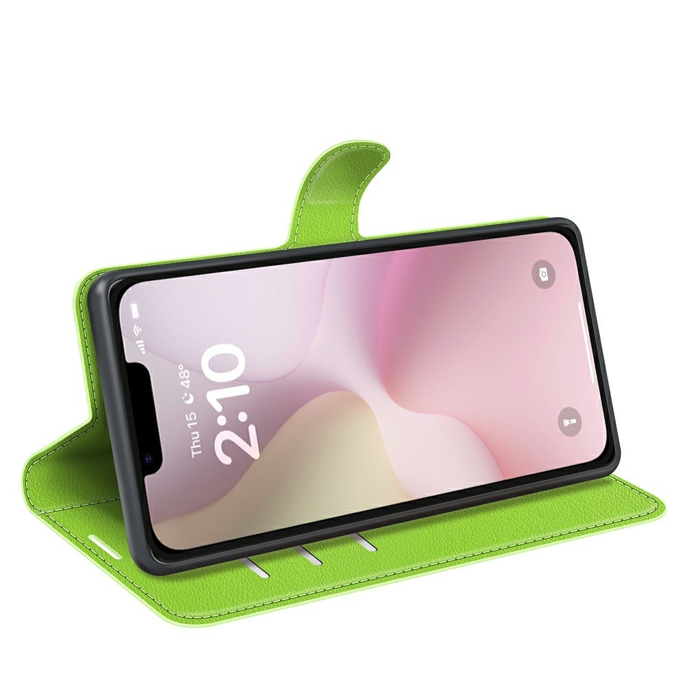 Litchi knížkové pouzdro na iPhone 16e - zelené