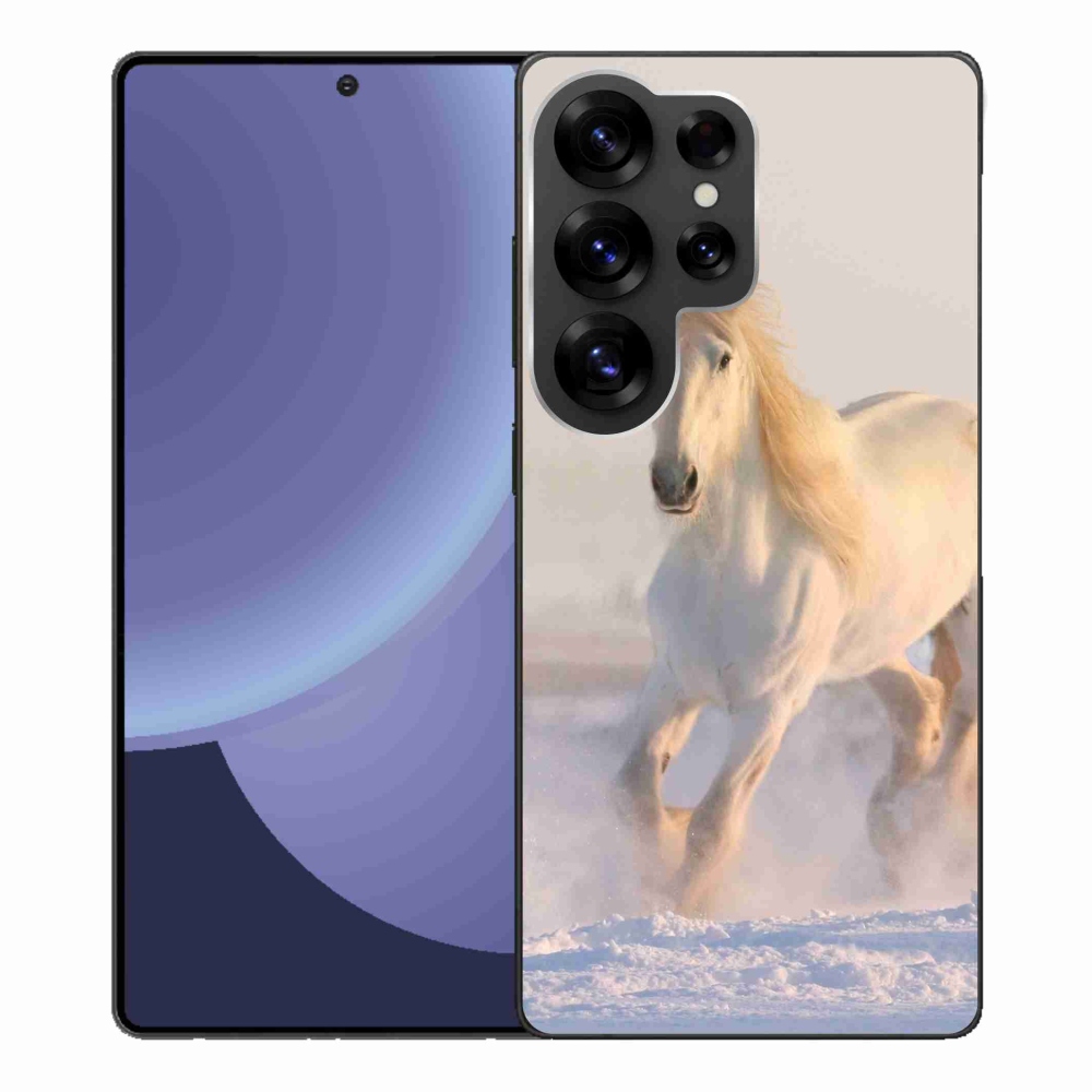 Gelový kryt mmCase na Samsung Galaxy S25 Ultra - kůň ve sněhu
