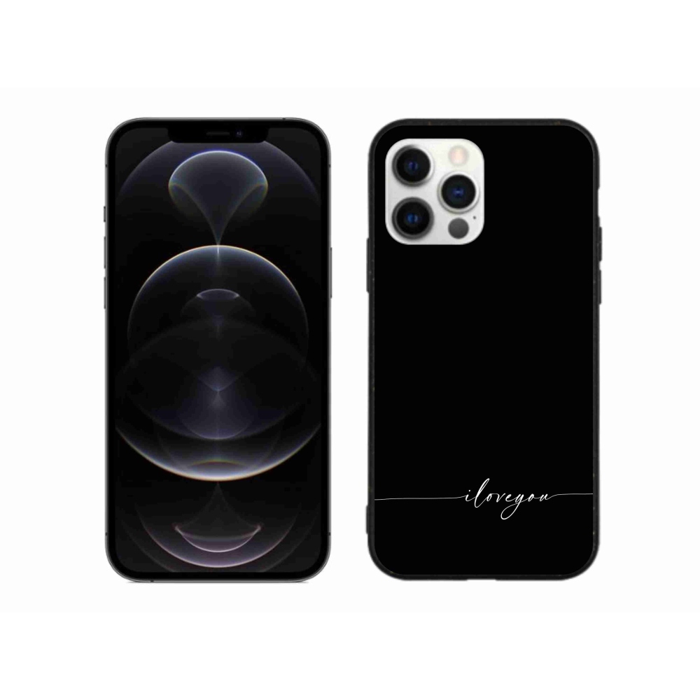 Gelový kryt mmCase na iPhone 12 Pro Max - I love you černé pozadí