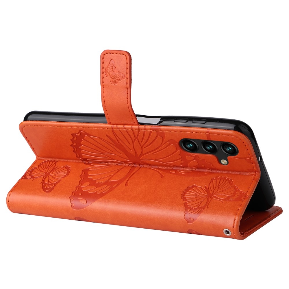 Big Buttefly knížkové pouzdro na Samsung Galaxy A13 5G/A04s - oranžové