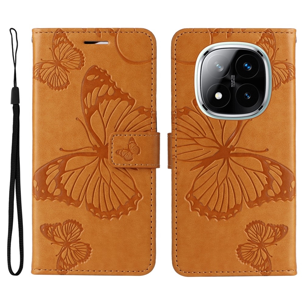 Big Butterfly knížkové pouzdro na Xiaomi Redmi Note 14 Pro 5G/Poco X7 5G/Note 14 Pro+ 5G - žluté