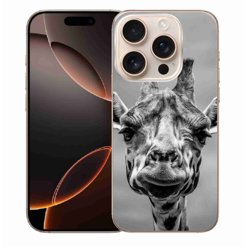 Gelový kryt mmCase na iPhone 16 Pro Max - černobílá žirafa