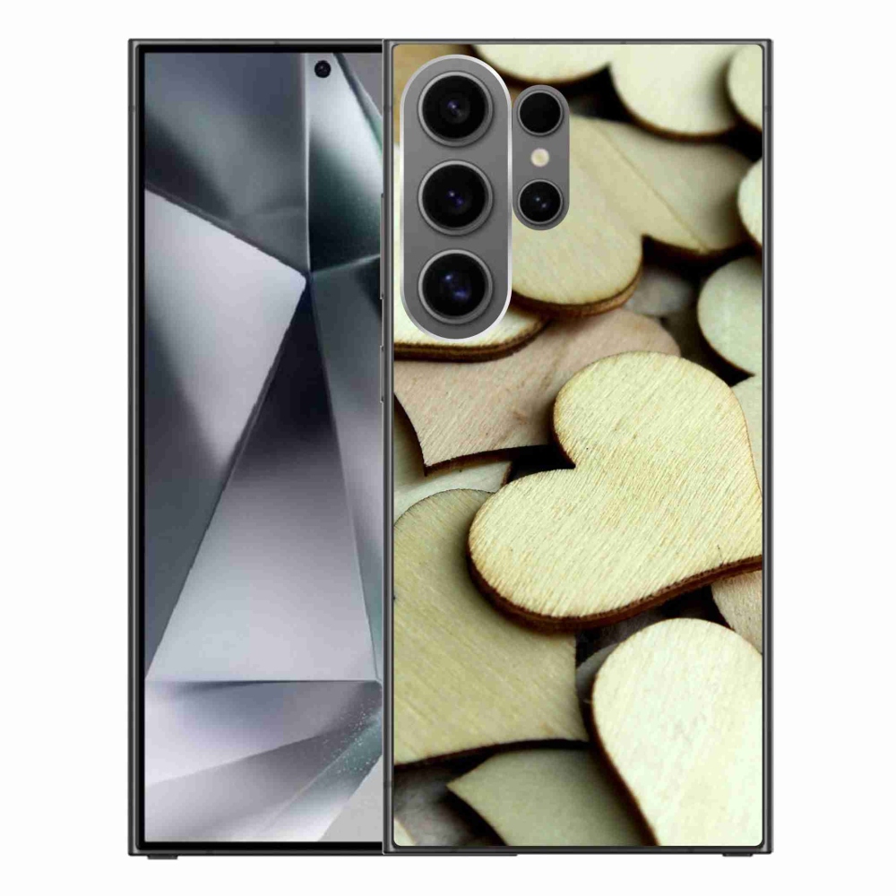 Gelový kryt mmCase na Samsung Galaxy S24 Ultra - dřevěná srdíčka