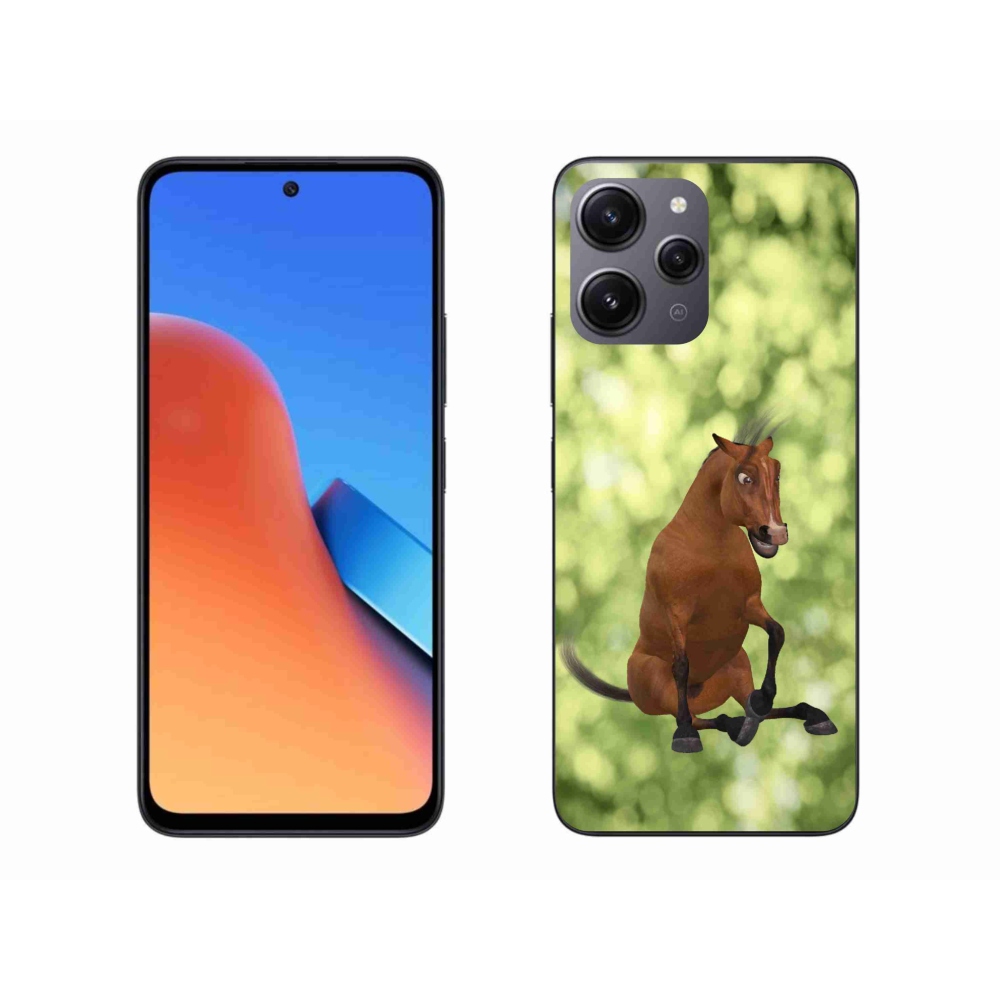 Gelový kryt mmCase na Xiaomi Redmi 12 - hnědý kreslený kůň 1