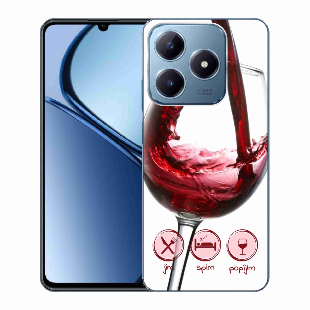 Gelový obal mmCase na Realme C63 - sklenička vína červené