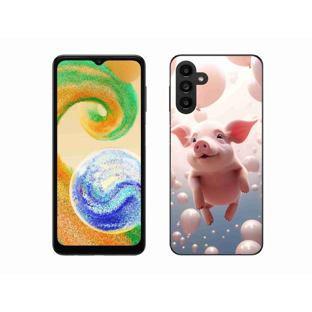 Gelový kryt mmCase na Samsung Galaxy A04s (164.7x76.7x9.1mm) - prasátko s balónky