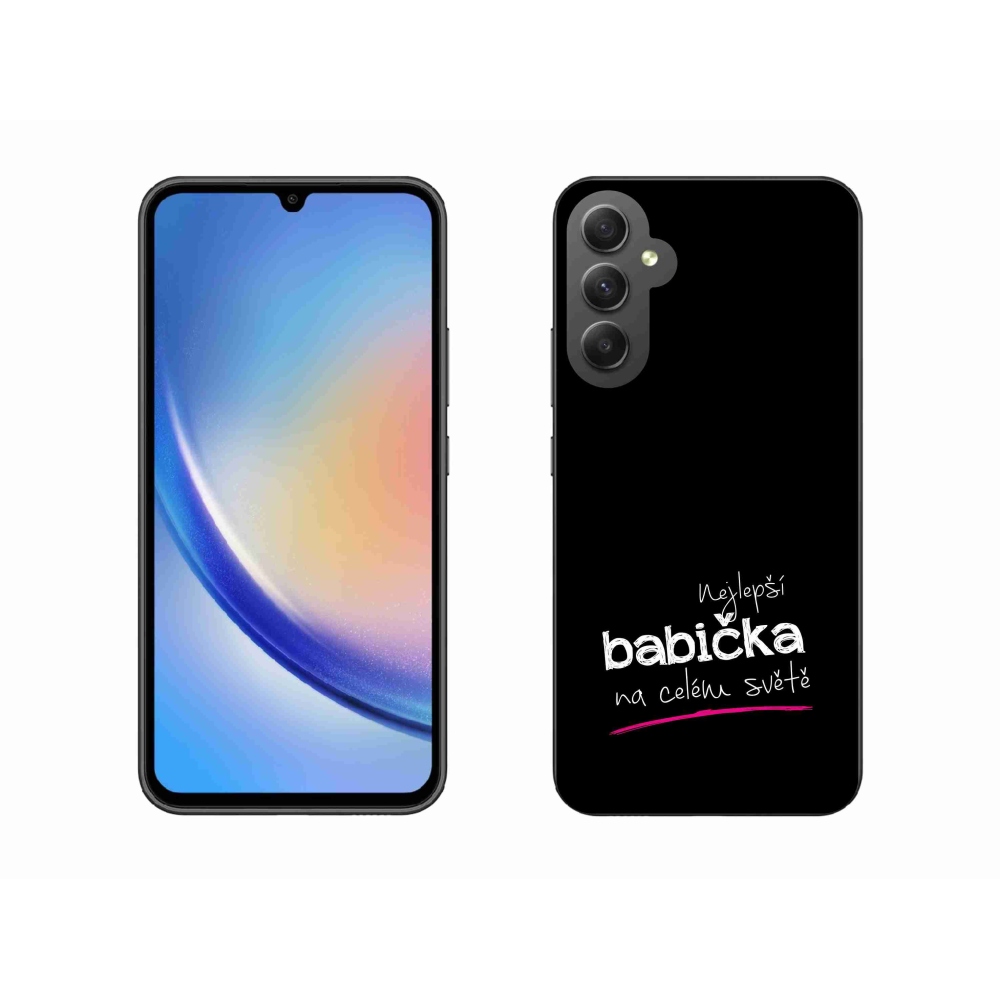 Gelový kryt mmCase na Samsung Galaxy A34 5G - nejlepší babička 4 černé pozadí