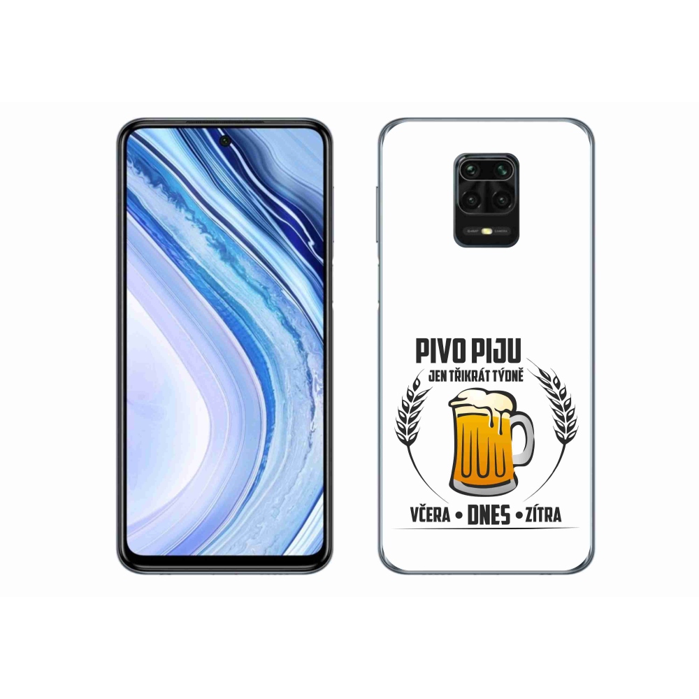 Gelový kryt mmCase na Xiaomi Redmi Note 9S - pivní motiv bílé pozadí