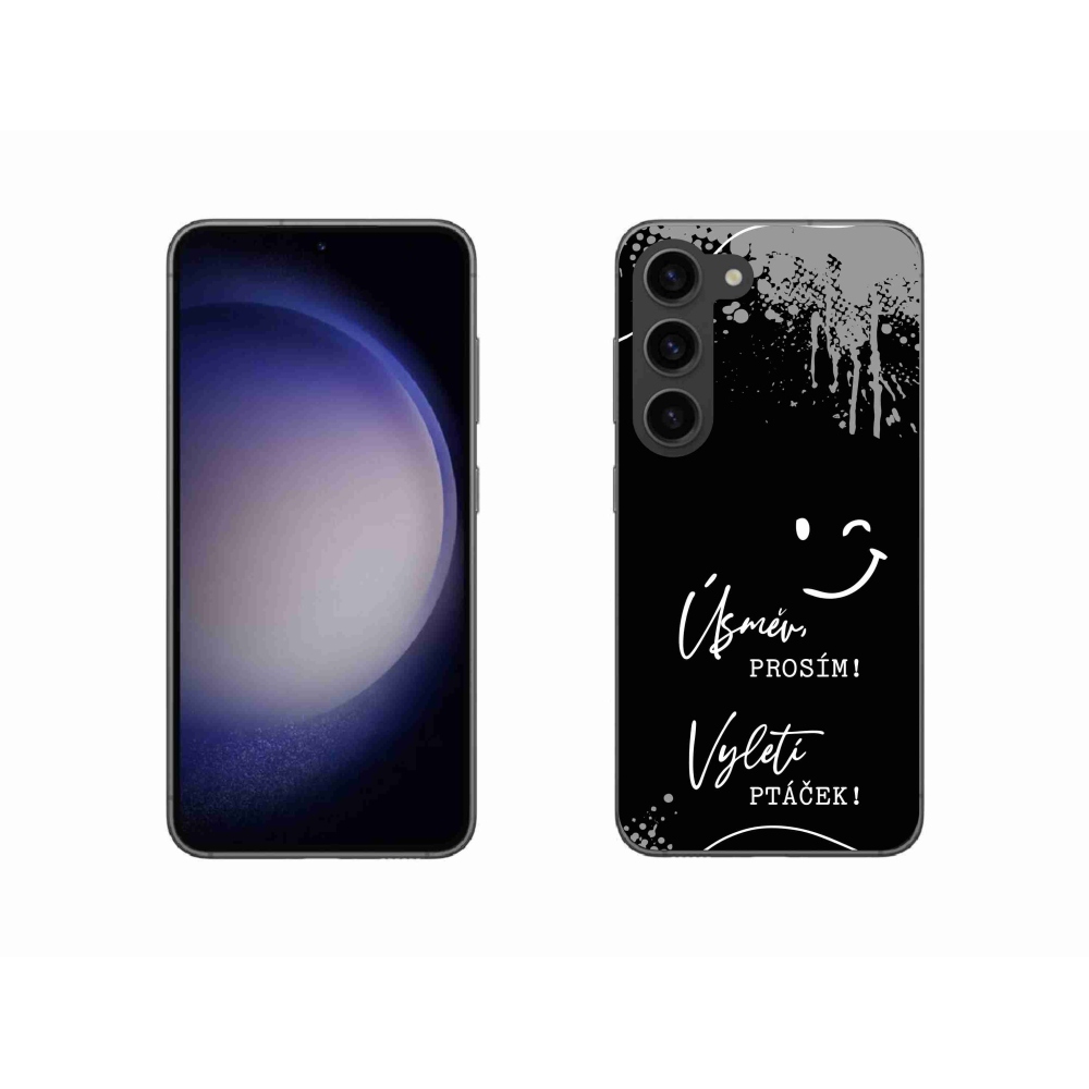 Gelový kryt mmCase na Samsung Galaxy S23 5G - vtipný text 4 černé pozadí